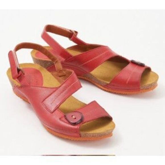 ✨Sergio Tomani Leather Wedge Sz 40 Sandals - Ada✨ - Picture 1 of 9